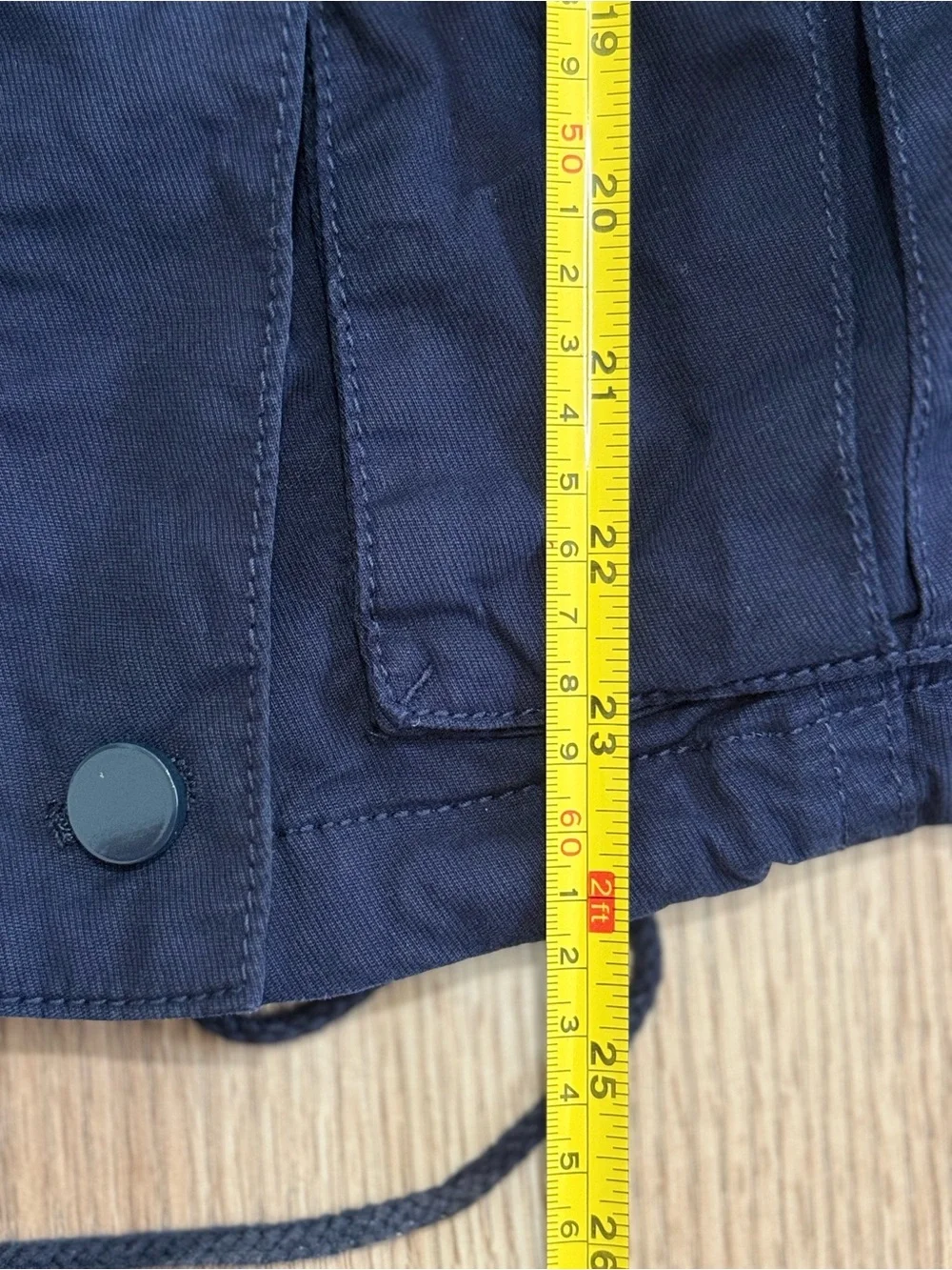Tory Burch Dark Navy Cotton Utility Jacket with Drawstring Waist